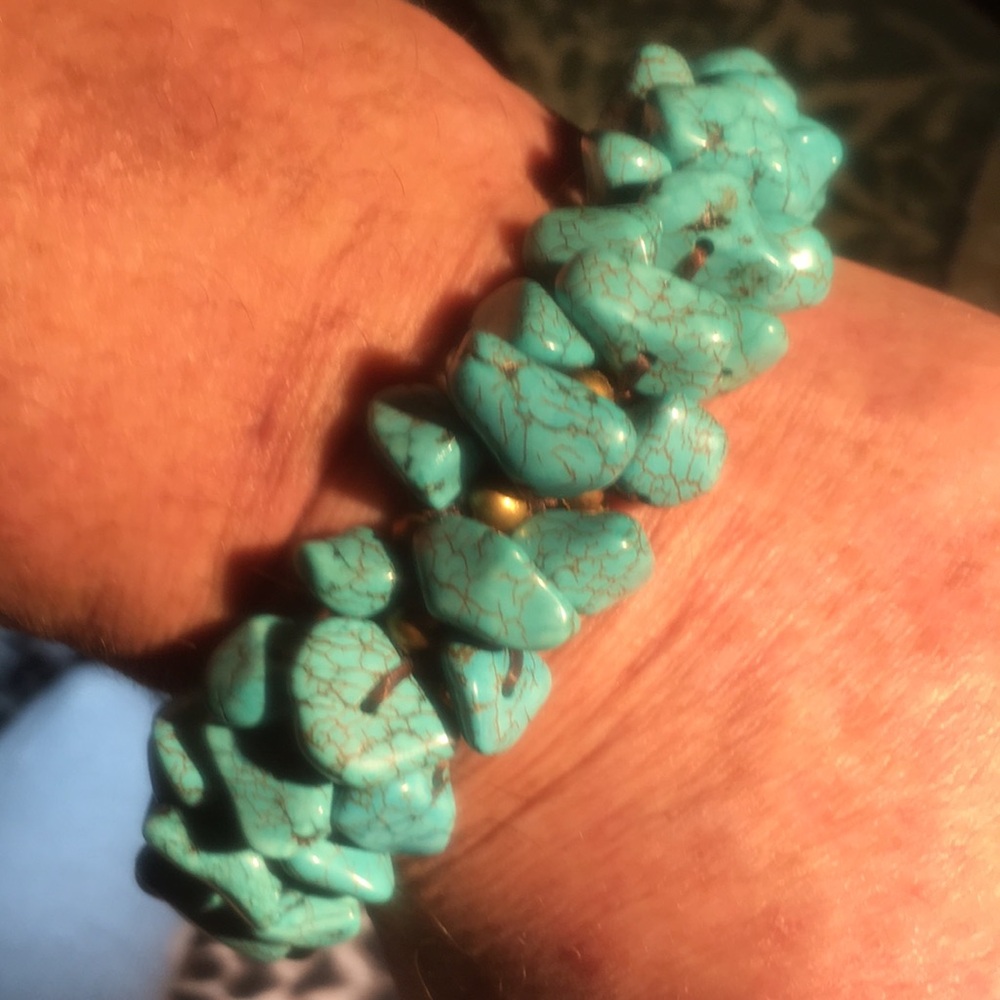 Turquoise Bracelet, 40+ hand selected and perfectly matched stones, 7.5” long.
